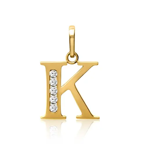 8 quilates cadena de oro letra K con circonita