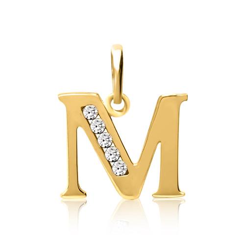 8ct gold chain letter M with zirconia