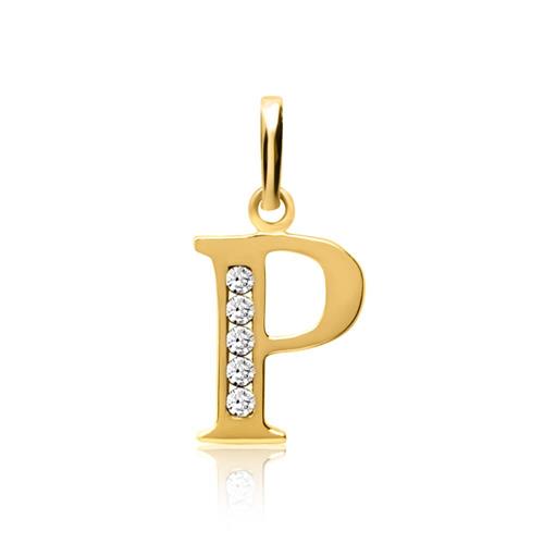 8ct gold letter pendant P with zirconia