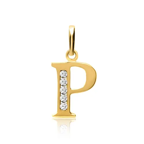 8ct gold chain letter P with zirconia