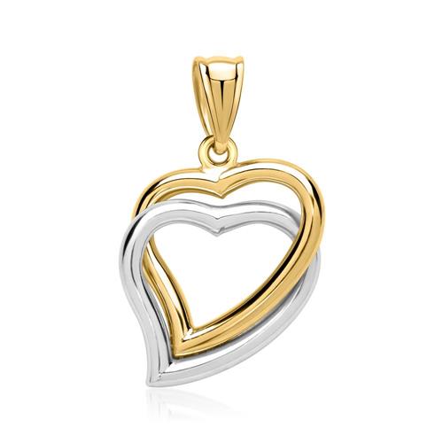 Heart pendant bicolor 8ct gold