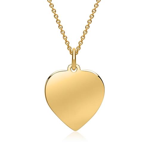14 quilates cadena de oro con colgante de corazón grabable