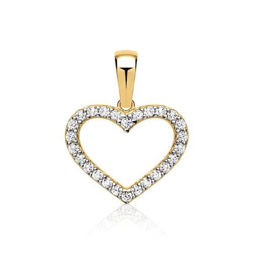 8ct gold heart pendant with light zirconia
