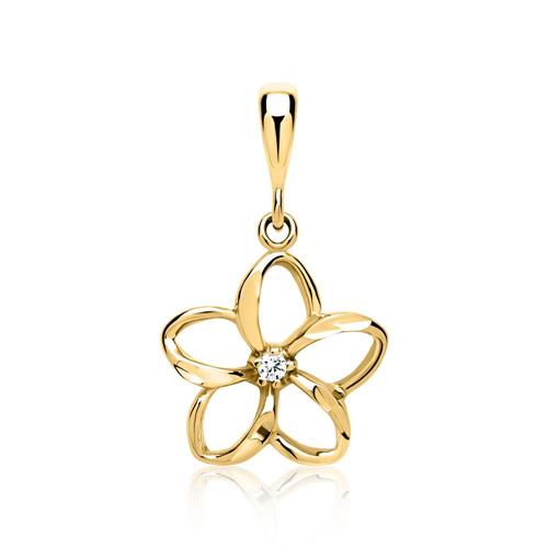 8ct gold pendant flower with zirconia stone