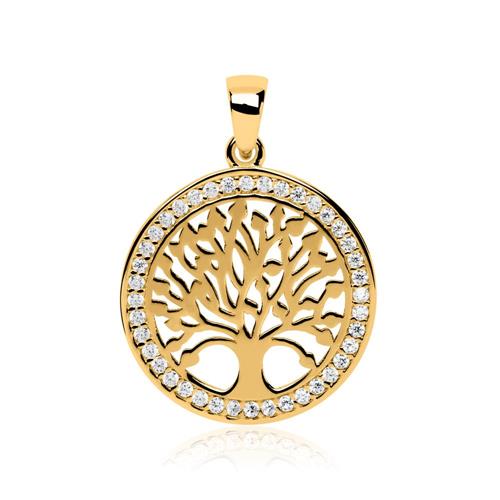 Tree of life pendant made of 8ct gold with zirconia
