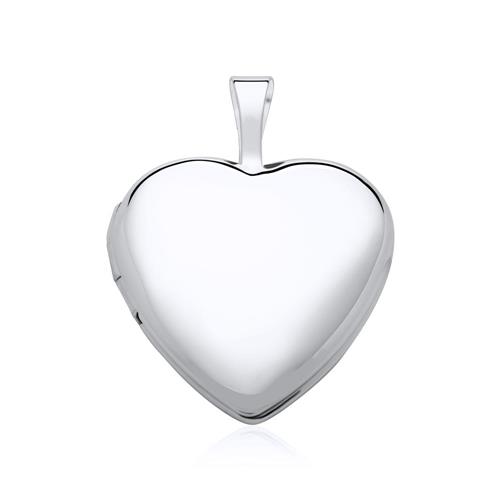 Relicario de corazón grabable en oro blanco 14 quilates