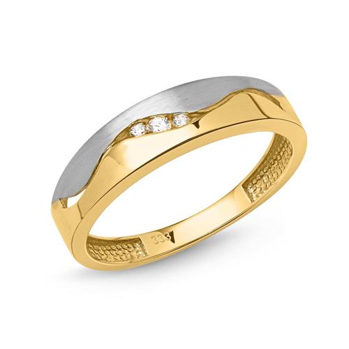 Elegante 8 karaat gouden ring tweekleurig met Zirkonia
