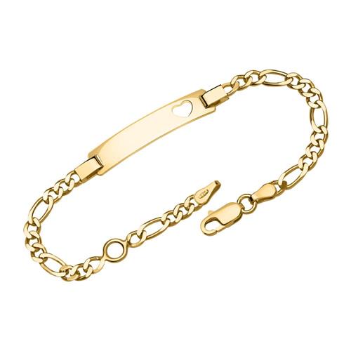 Pulsera corazón fígaro grabado dorado