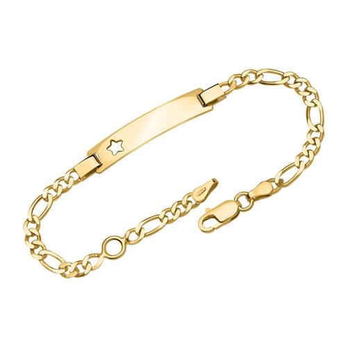 Pulsera estrella figaro ba&#xF1;o de oro