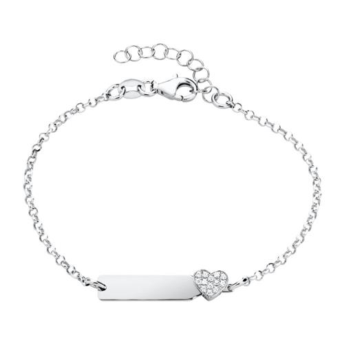 Engraving bracelet heart sterling silver with zirconia