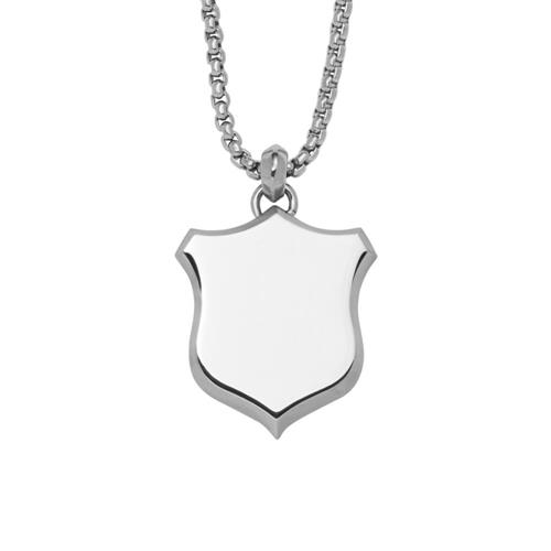 Stainless steel men's necklace with heritage shield pendant