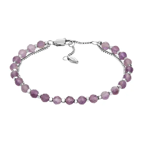 Ladies' bracelet in stainless steel with amethyst