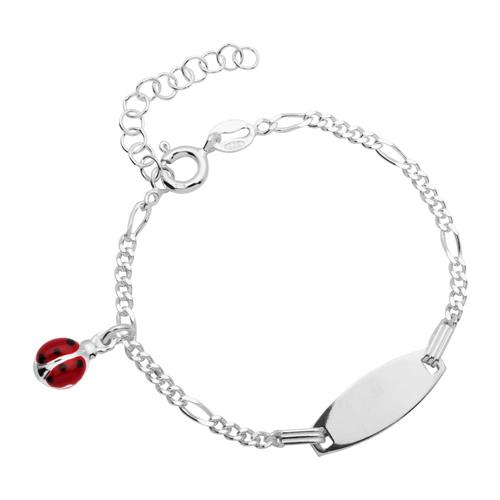 Engravable children's bracelet silver ladybird