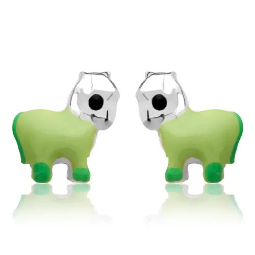 Studs sterling silver horse green