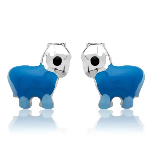 Studs sterling silver horse blue