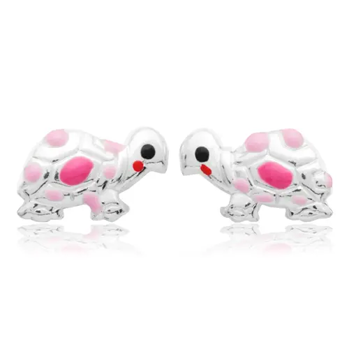 Sterling silver turtle earring pink