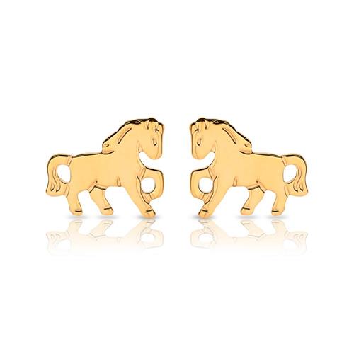 Ear studs children 8ct gold horses