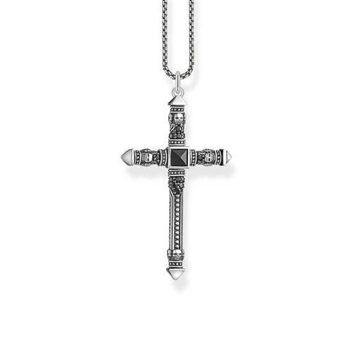 Cadena de plata 925 ennegrecida con colgante en forma de cruz