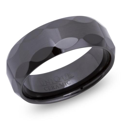 Zwarte keramische ring lasergegraveerd krasbestendig