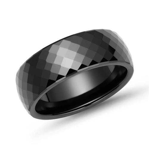 Zwarte keramische ring 7,5mm facet geslepen