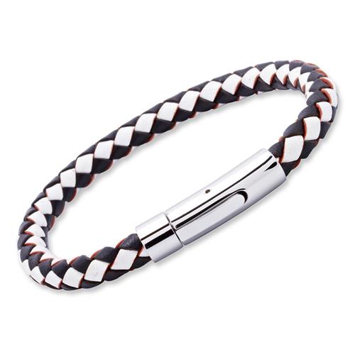 Leather bracelet 6mm stainless steel fastener