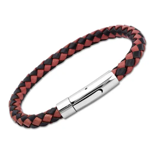 Leather bracelet 6mm stainless steel fastener