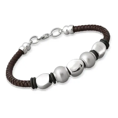 Brown leather strap stainless steel clasp