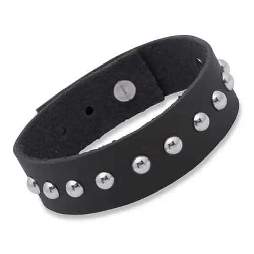 Lederarmband schwarz Edelstahlnieten 18-22cm