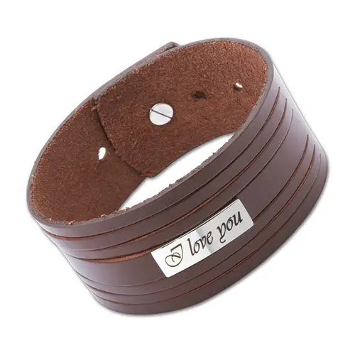 Leather bracelet laser engraving adjustable 14,5-19,5cm