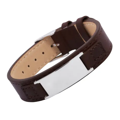 Bracelet leather brown adjustable 14.0-17.5cm