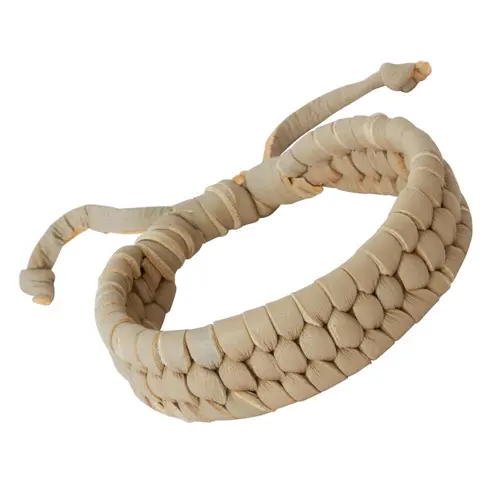 Beiges Lederarmband mit Schnürverschluss