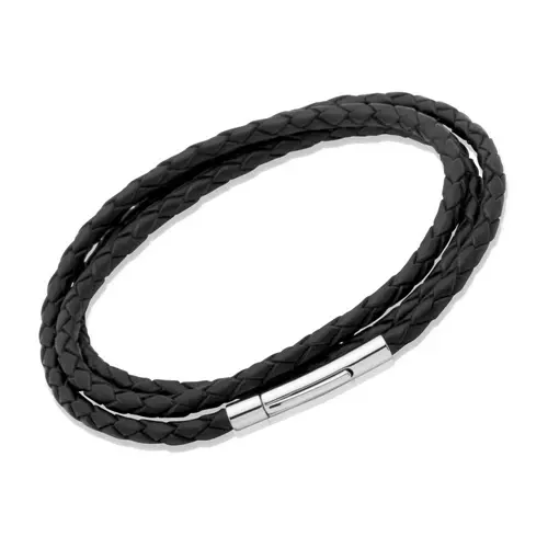Black leather strap with clip closure