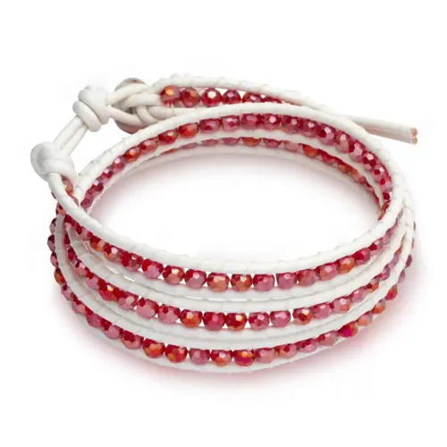 Witte leren armband met Zirkonia