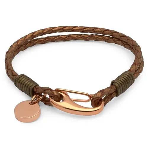 Bronskleurige vintage leren armband