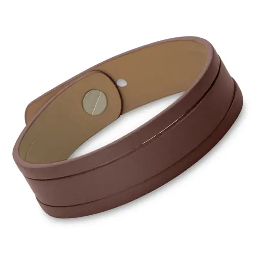 Bracelet with slits leatherette brown