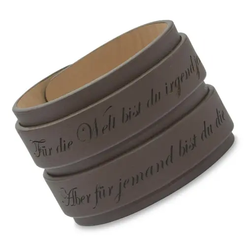 Bruine leren armband dubbele band graveerbaar