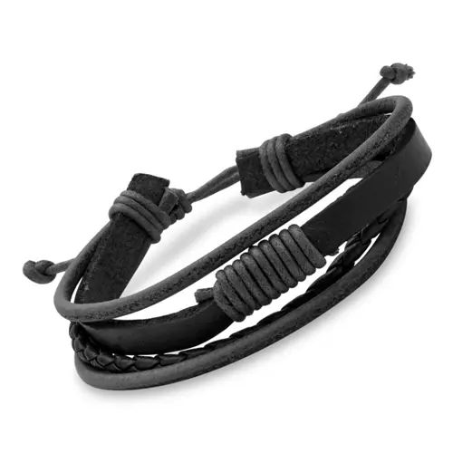 Unique black unisex bracelet leatherette lb0395