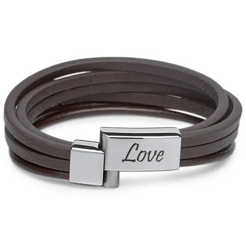 Engravable imitation leather strap in brown 6 strands