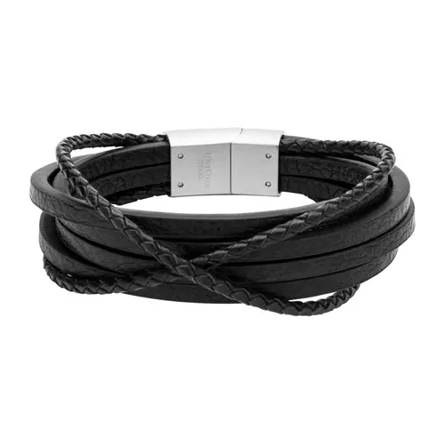 Graveerbare armband zilver/zwart 6 strengen