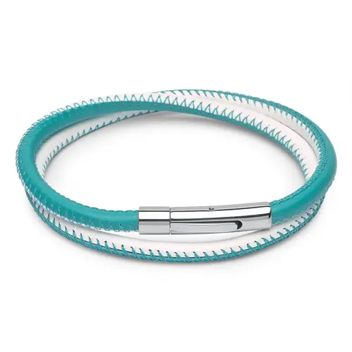 Exclusive leather bracelet for women white turquoise