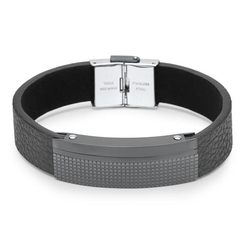 Lederarmband schwarz Gravuroption