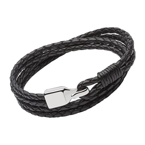 Black leather strap 4 strands engraving possible