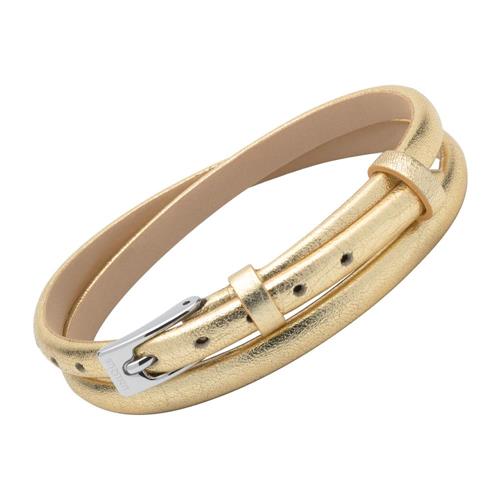 Pulsera de cuero dorado con brillo