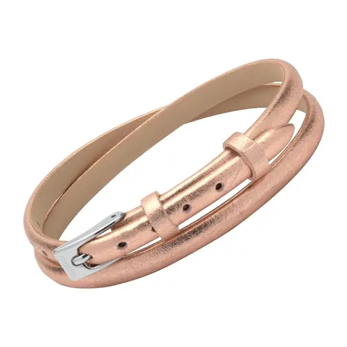 Shimmering leather bracelet in rose
