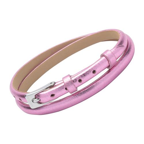 Armband leer in roze met glinstering