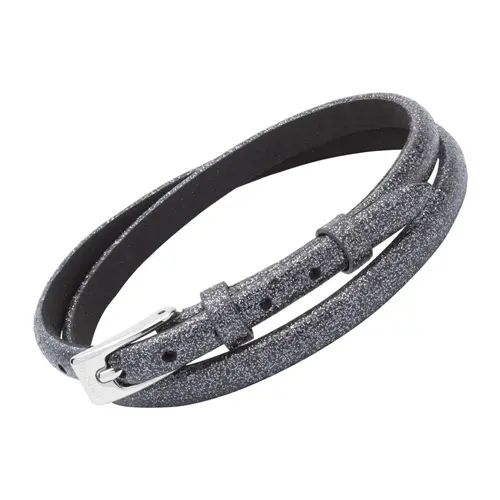 Leather bracelet in anthracite with glitter