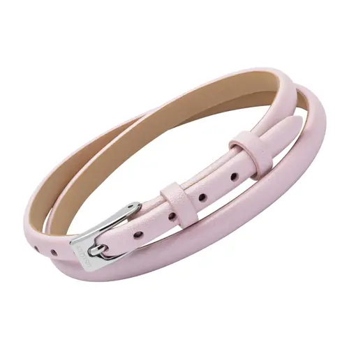 Pink leather double wrapped bracelet