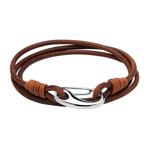 Unique Brown Leather Bracelet With Lobster Clasp LB0510