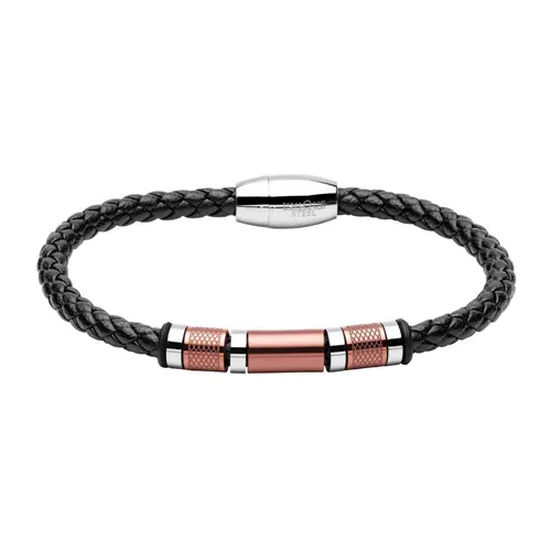 Bracelet for men made of imitation leather and stainless steel