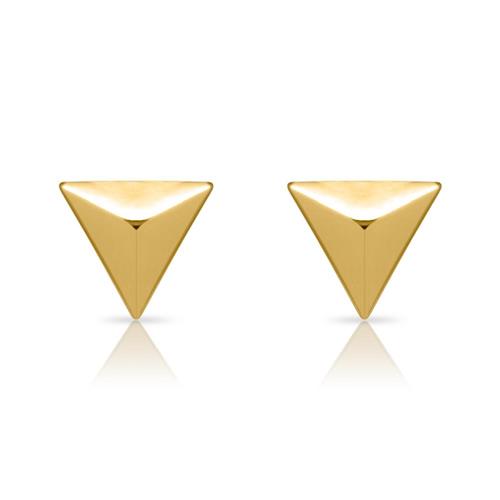 Earstuds pyramid shaped sterling silver gold plated